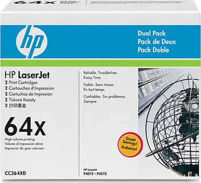 HP 64X Multipack Toner Laser Printer Black High Yield 2pcs (CC364XD)