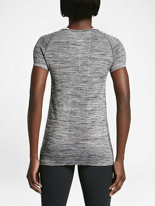 Nike Dry Knit Women's Athletic Blouse Short Sleeve Gray