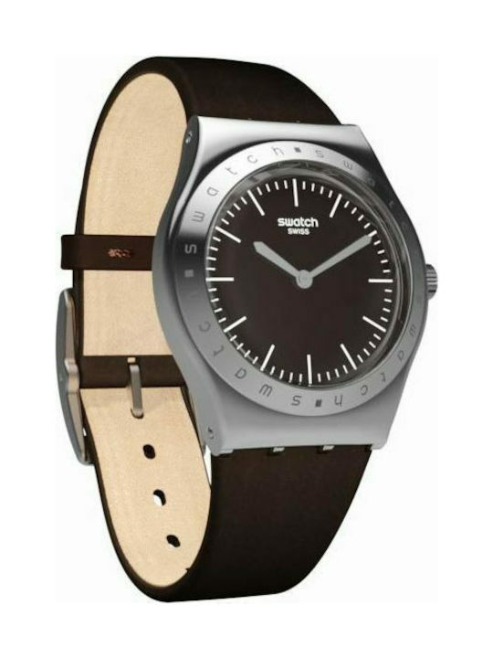 Swatch Lie De Vin Watch with Brown Rubber Strap