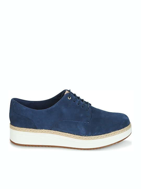 Clarks Teadale Rhea Wildleder Damen Flatform Oxfords in Farbe