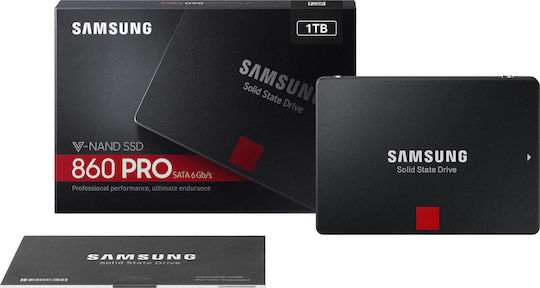 Samsung 860 Pro SSD 1TB τύπου 2.5'' με σύνδεση SATA III MZ-76P1T0BW MZ-76P1T0B/EU