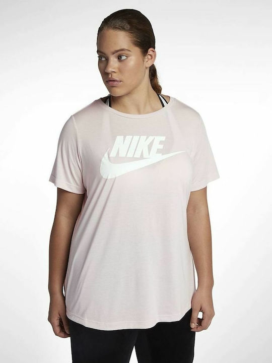 Nike Essential HBR Plus T Shirt Damen Sportlich Bluse Kurzärmelig Rosa