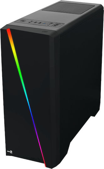 Aerocool Cylon Gaming Midi Tower Computer Case with Side Window and RGB Lighting Black