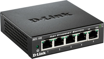 D-Link DES-105 Unmanaged L2 Switch with 5 Ethernet Ports