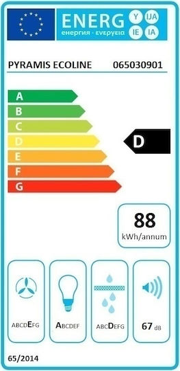 Pyramis Ecoline Απορροφητήρας Καμινάδα 90cm Inox