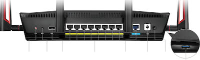 Asus RT-AC88U Drahtlos Router Wi‑Fi 5 mit 8 Anschlüssen Gigabit Ethernet