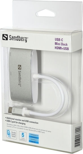 Sandberg USB-C Docking Station with HDMI 4K PD Silver (136-00)