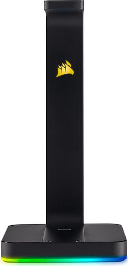 Corsair ST100 RGB Desktop Headphone Stand with LED Lighting, Sound Card and USB Port Black