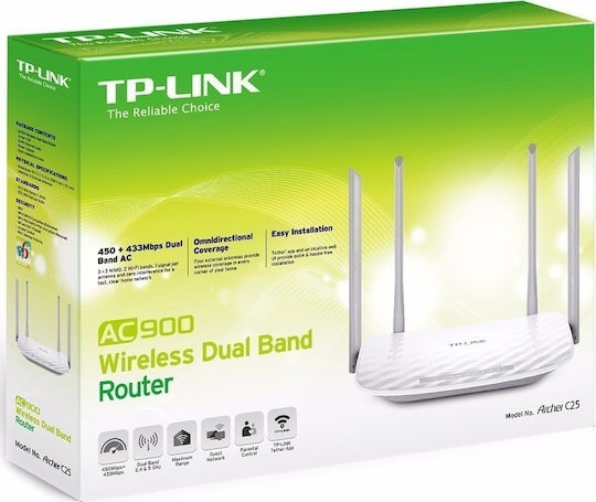 TP-LINK Archer C25 v1 Ασύρματο Router Wi‑Fi 5 με 4 Θύρες
