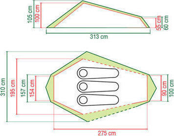 Coleman Cobra 3 Pyramid tent 3 Camping Tent Climbing Blue 4 Seasons for 3 People Waterproof 3000mm 195x275x100cm 205500