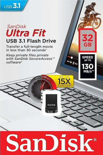 Sandisk Ultra Fit 32GB USB 3.1 Stick Black