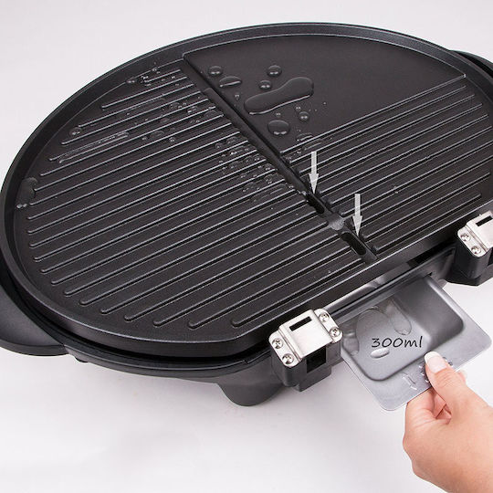 First Austria Fa53501 Floor Electric Grill With Smooth and Grooved Plate 2400W With Lid and Adjustable Thermostat 33.5x44cm