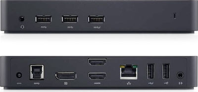 Dell Triple Video D3100 USB-A Docking Station με HDMI 4K Ethernet και συνδεση 3 Οθονών Μαύρο
