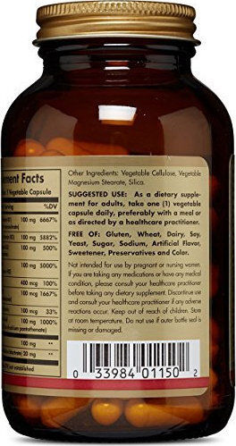 Solgar B-Complex "100" Vitamin für Energie, Stärkung des Immunsystems & das Nervensystem 100 veg. Kappen