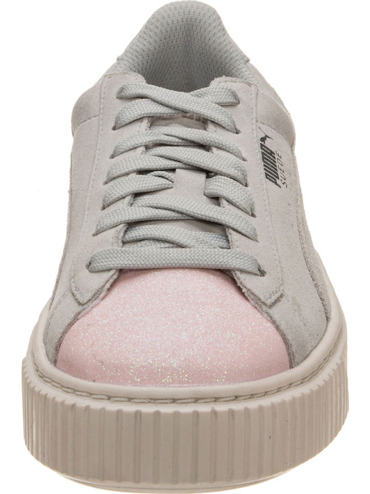Puma Suede Platform Glam Gray Kids Sneakers