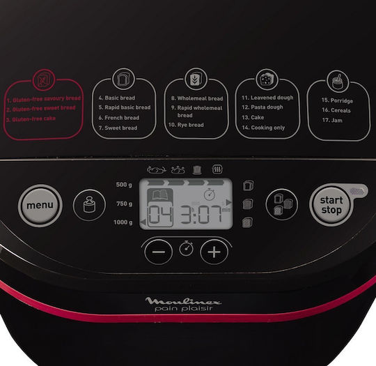 Moulinex Αρτοπαρασκευαστής 650W Χωρητικότητας 1000gr με 17 Προγράμματα