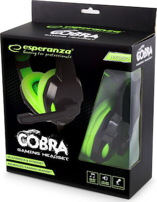 Esperanza Cobra Over Ear Gaming Headset με σύνδεση 2x3.5mm Πράσινο