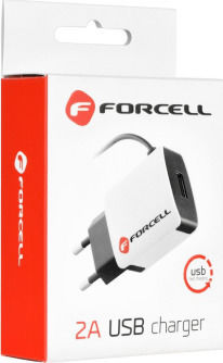 Forcell Încărcător cu Cablu Integrat cu Port USB-A micro USB Albς (5901737856678)