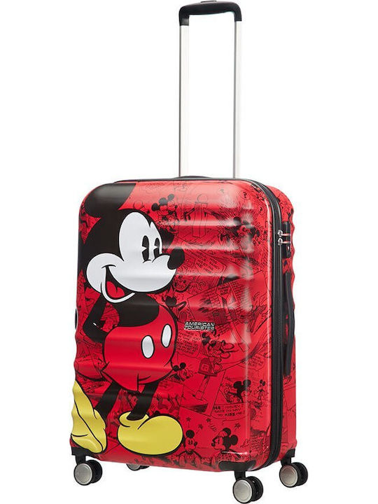 American Tourister Wavebreaker Disney Kids Medium Hard Red Suitcase With 4 Wheels Height 67cm