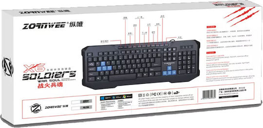 Zornwee X6 Soldier Gaming-Tastatur mit Membran-Schaltern (Englisch US)