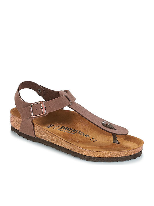 Kairo Birko-Flor Nubuck Flache Sandalen für Damen Braune Regelmäßige Passform