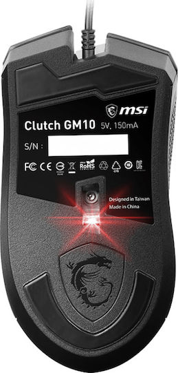 MSI Clutch GM10 Gaming Ποντίκι Μαύρο
