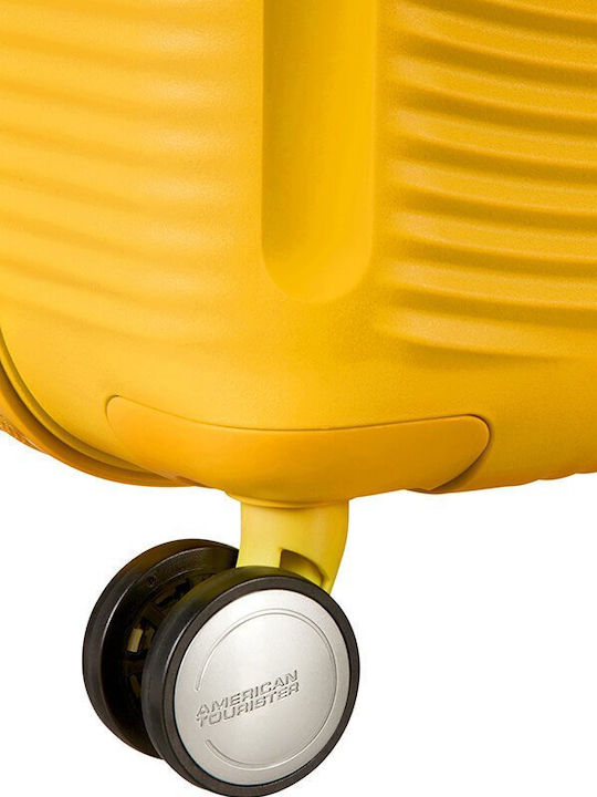 American Tourister Soundbox Spinner 4 Cabin Hard Suitcase Golden Yellow with 4 Wheels Height 55cm