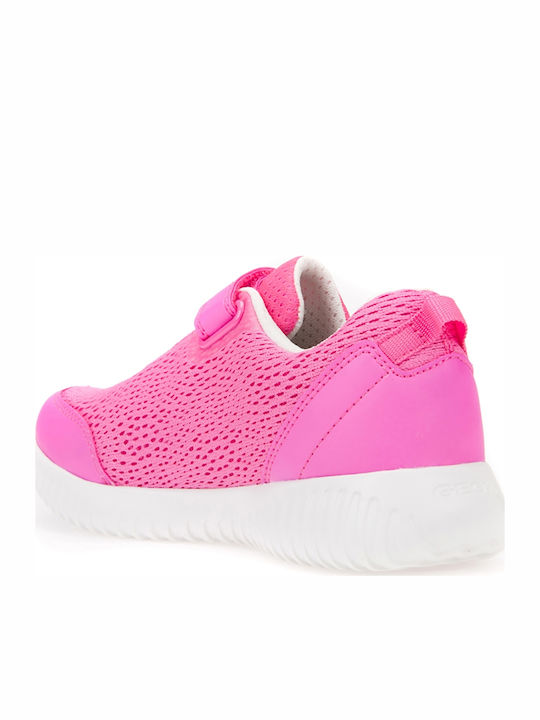 J Waviness G C Mesh Geobuck Παιδικά Sneakers Ανατομικά με Σκρατς Φούξια