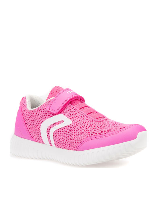 J Waviness G C Mesh Geobuck Παιδικά Sneakers Ανατομικά με Σκρατς Φούξια