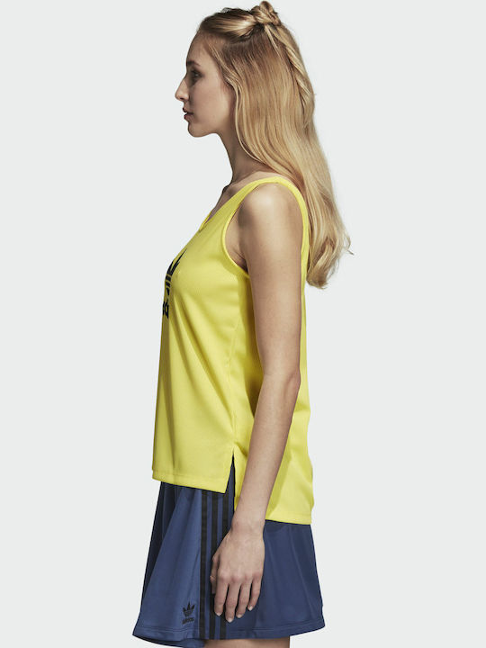 Adidas Mike Fashion League Rib Women's Summer Blouse Sleeveless with V Neck Yellow