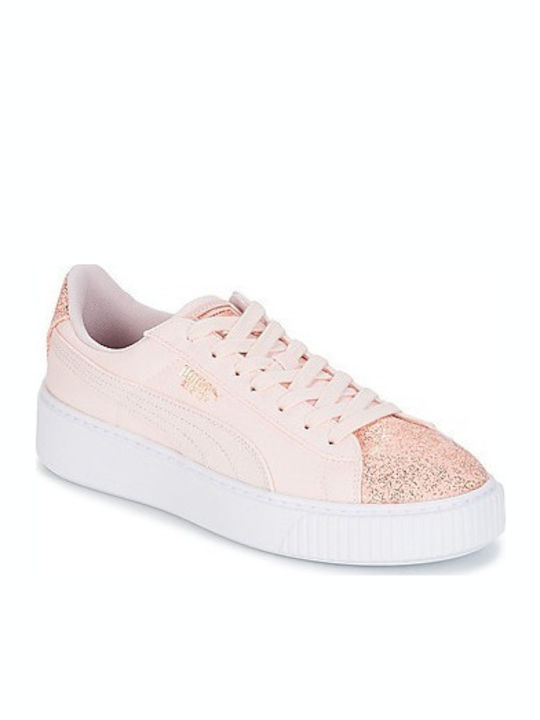 Puma Basket Platform Canvas Femei Sneakers Roz