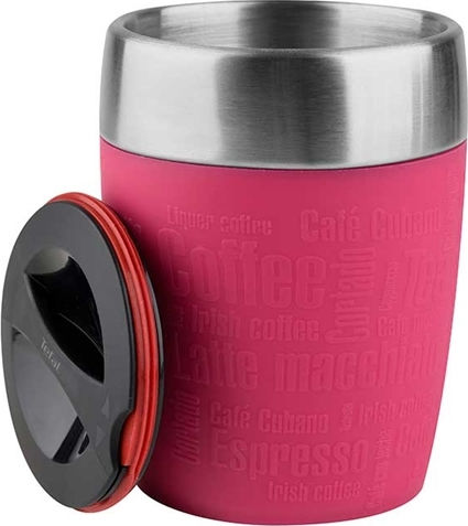 Tefal Travel Cup Glass Thermos Stainless Steel 200ml Pink with Mouthpiece