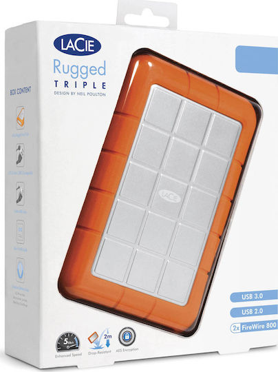 Lacie Lacie FireWire 800 / USB 3.0 External Hard Drive 2TB 2.5 Inch Orange