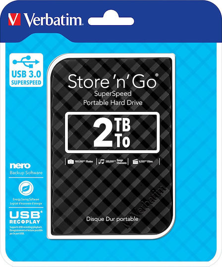 Verbatim Store 'n' Go Gen 2 USB 3.0 External 2.5" HDD 2TB Black