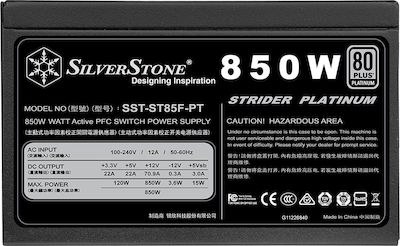 Silverstone Strider Platinum 850W 850W Μαύρο Τροφοδοτικό Υπολογιστή Full Modular 80 Plus Platinum
