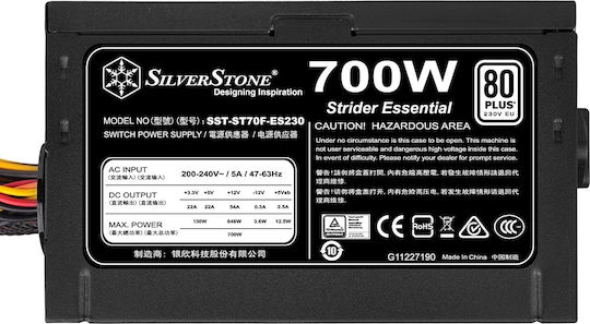 Silverstone Essential 700W Black Computer Power Supply Full Wired 80 Plus Standard