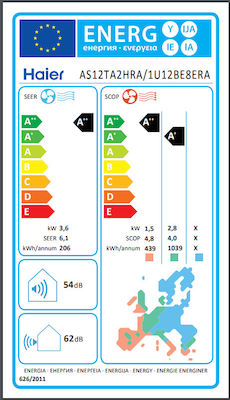 Haier Tundra AS12TA2HRA / 1U12BE8ERA Κλιματιστικό Inverter 12000 BTU A++/A+