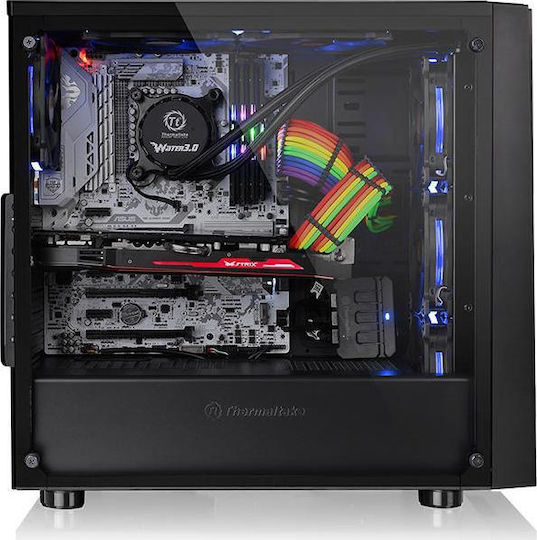 Thermaltake Versa J21 Tempered Glass Edition Gaming Midi Tower Κουτί Υπολογιστή με Πλαϊνό Παράθυρο Μαύρο