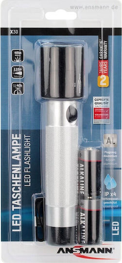 Ansmann Rechargeable Flashlight LED with Maximum Brightness 40lm X30 Silver