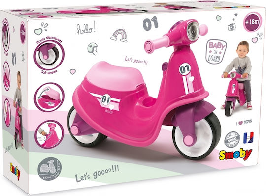 Smoby Pink Ride On Scooter for 18+ Months