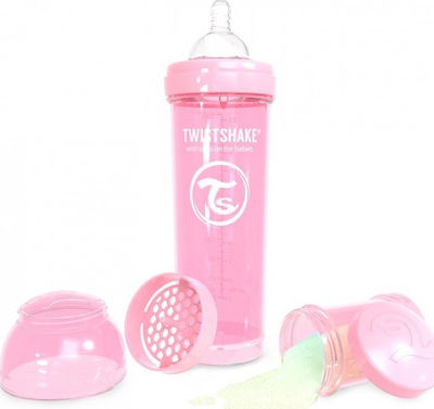 Twistshake Plastic Bottle Set Pastel Anti-Colic with Silicone Nipple for 0+, 0+ m, months Pink 330ml 2pcs