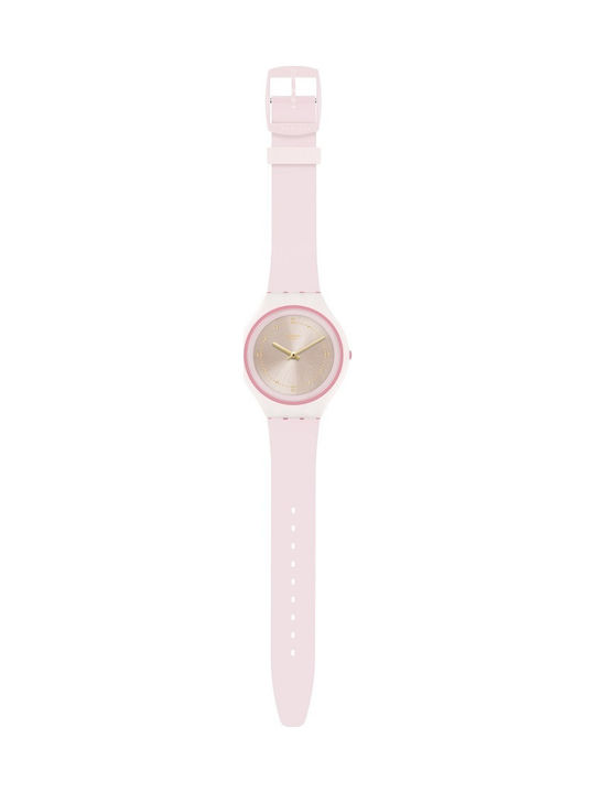 Swatch Skinblush Uhr mit Rosa Kautschukarmband