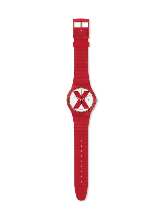 Swatch XX Rated Uhr mit Rot Kautschukarmband SUOR400