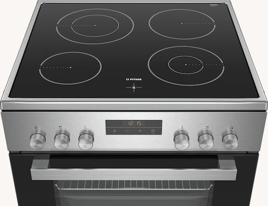 Pitsos Κουζίνα 66lt με Κεραμικές Εστίες Π60εκ. Inox