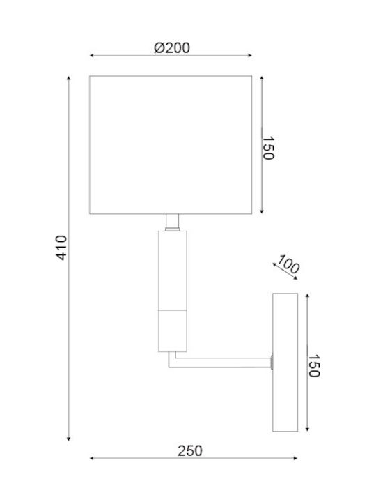 Aca Himmel Modern Leuchte Wand mit Fassung E27 Mehrfarbig 25x41cm