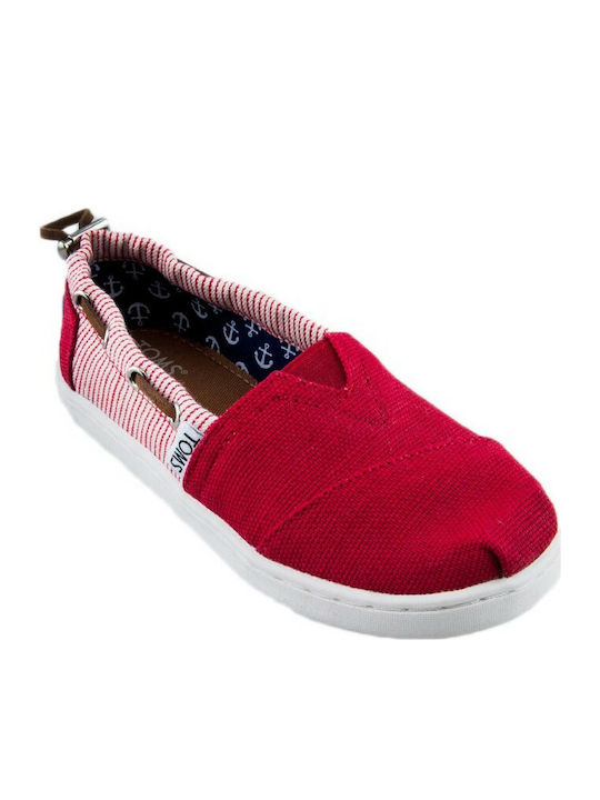 Toms Kids Espradrilles Red Bimini Youth Stripe Cord