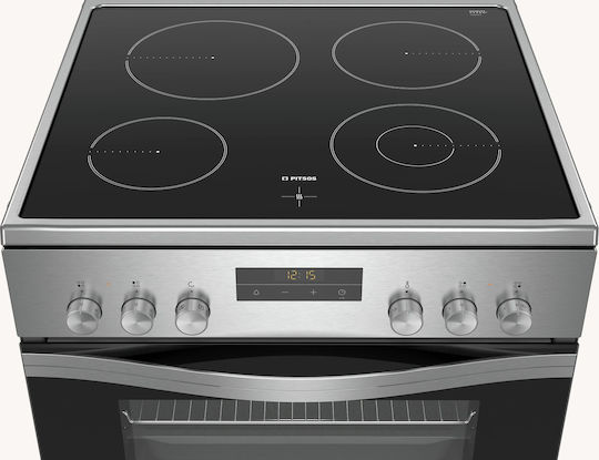 Pitsos Herd 66Es mit Keramikkochfeldern B60cm. Inox