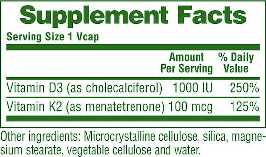 Nature's Plus Vit D3/ Vit K2 Vitamin for Immune System Boost & Bone Health 1000iu 90 veg. caps