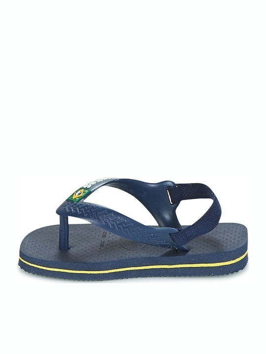 Kids' Flip Flops Navy Blue Brasil Logo