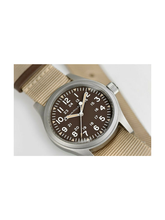 Hamilton Field Ανδρικό Ρολόι 38mm με Μπεζ Υφασμάτινο Λουράκι